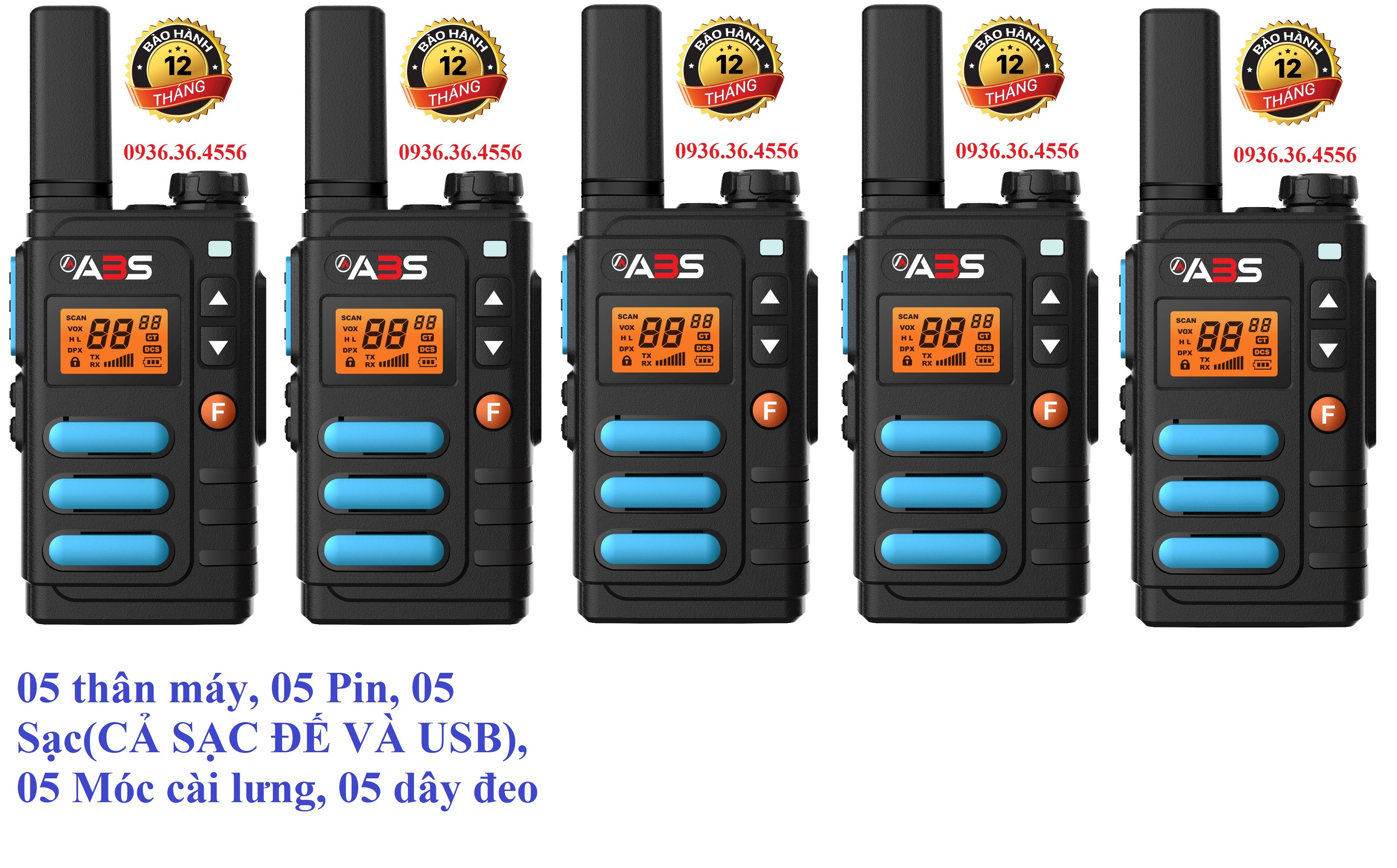 Bộ 5 chiếc bộ đàm cao cấp siêu nhỏ mini chính hãng abs ab3688