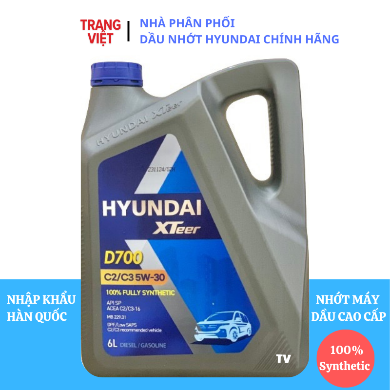 Nhớt ô tô máy dầu HYUNDAI XTEER D700 C2/C3 6L (Diesel Ultra C3 5W30 SN 6L)