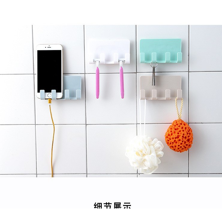 Móc treo đồ dán tường 4 móc đa năng