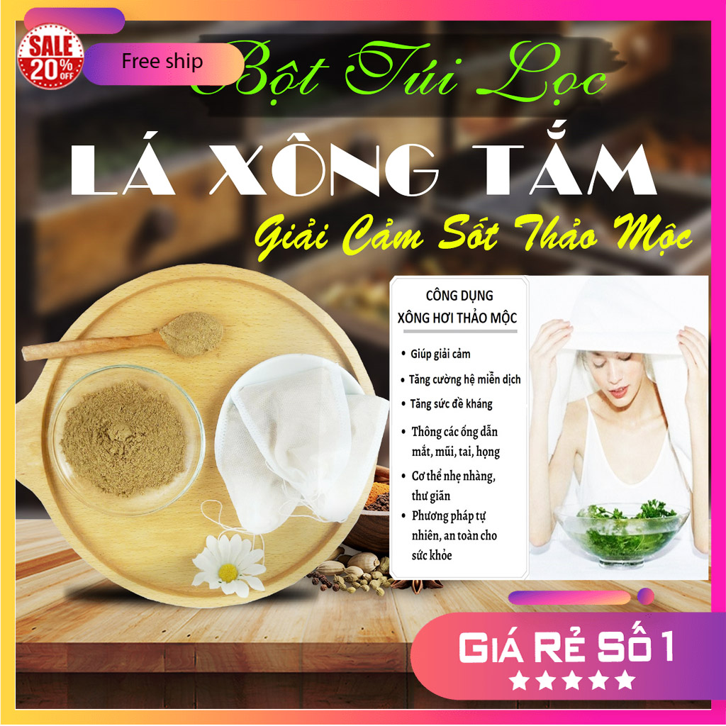 Bột Lá Xông Tắm Gải Cảm Sốt dạng túi lọc [Nâng cao sức đề kháng cơ thể, giúp giải cảm sốt,...]  Dược Liệu Hồng Lan