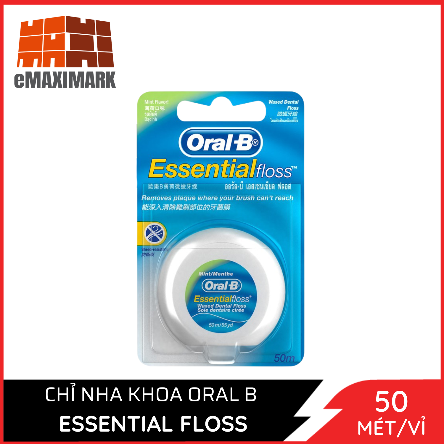  Chỉ Nha Khoa Oral B Essential Vỉ 50M 