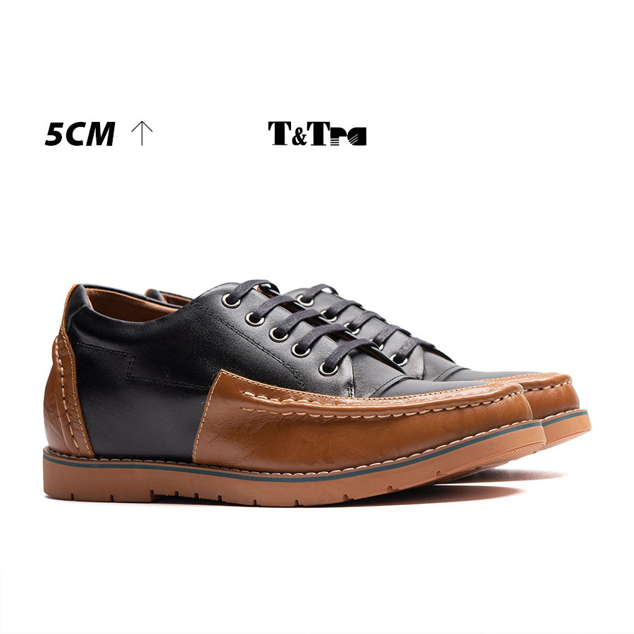 Giày tăng chiều cao nam t&tra t71 đen nâu cao 5cm