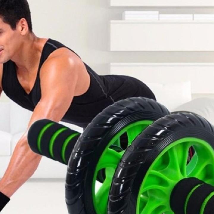 Máy tập cơ bụng bánh xe xanh lá - Con lăn tập cơ bụng - Con lăn 2 bánh - Con lăn 2 bánh tập cơ bụng - H7vrg001