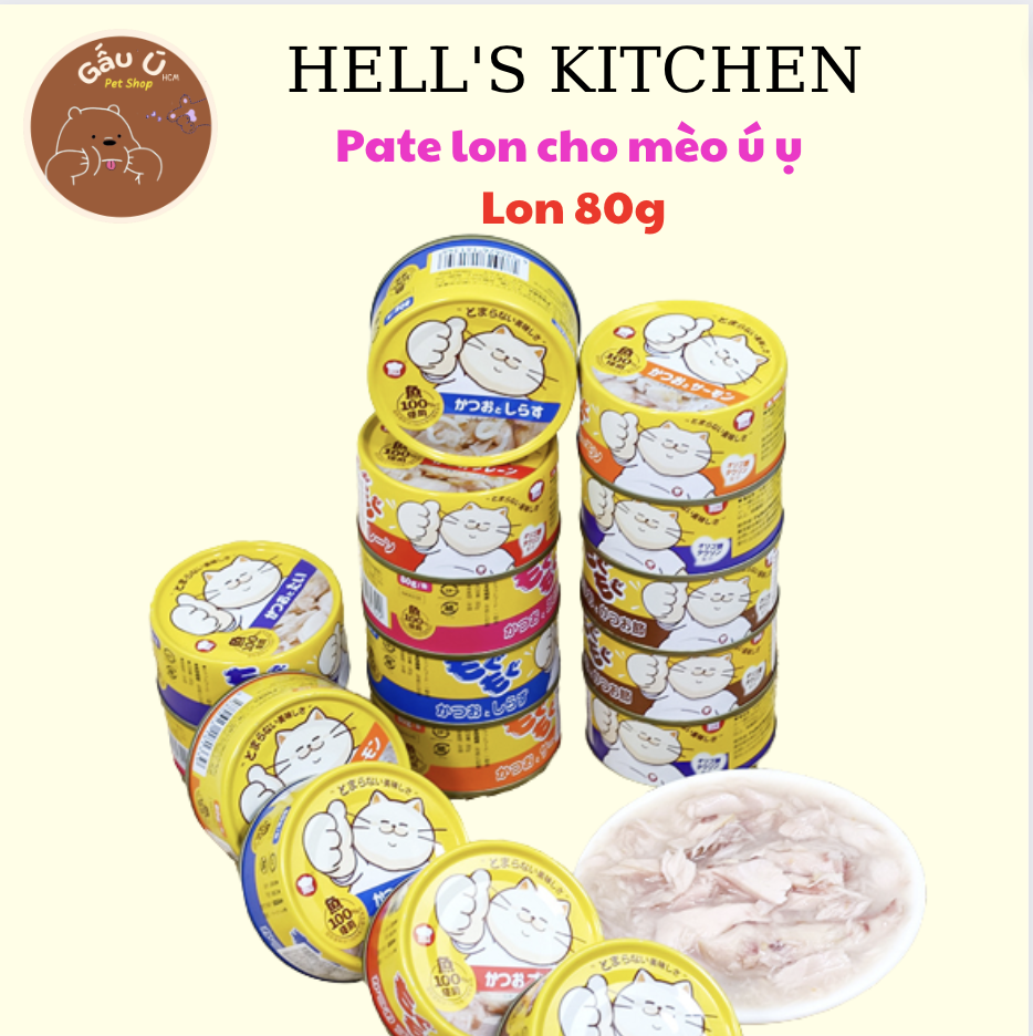 Pate lon cho mèo hell's kitchen tăng đề kháng, phục hồi sức khoẻ mèo bầu, mèo con - lon 80g