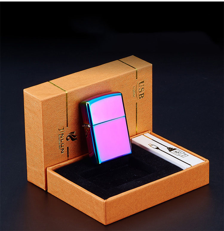 Quẹt sạc điện 4 tia plasma mạnh mẽ hình zippo - tặng kèm hộp và cáp sạc