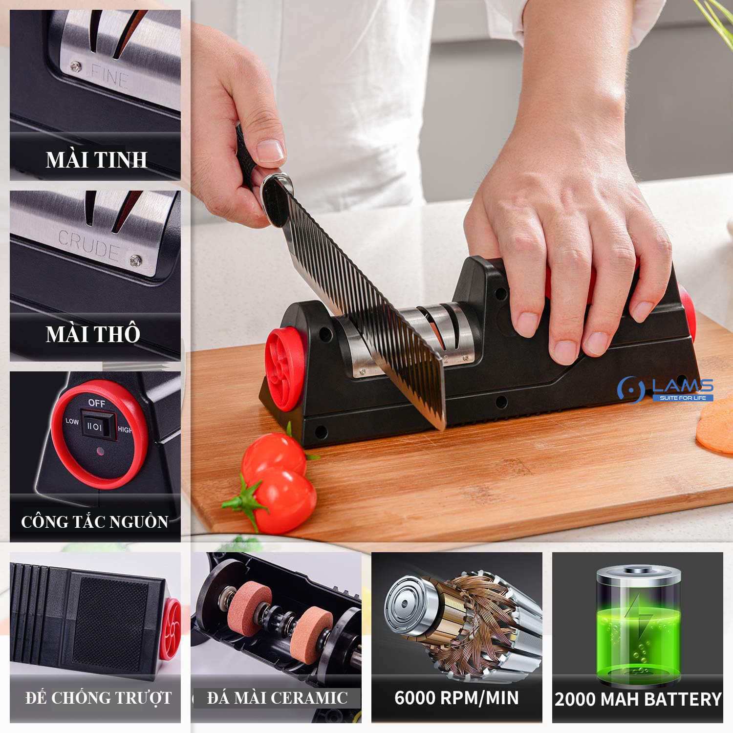 Máy mài dao không dây Warsun sạc điện, bảo hành 12 tháng