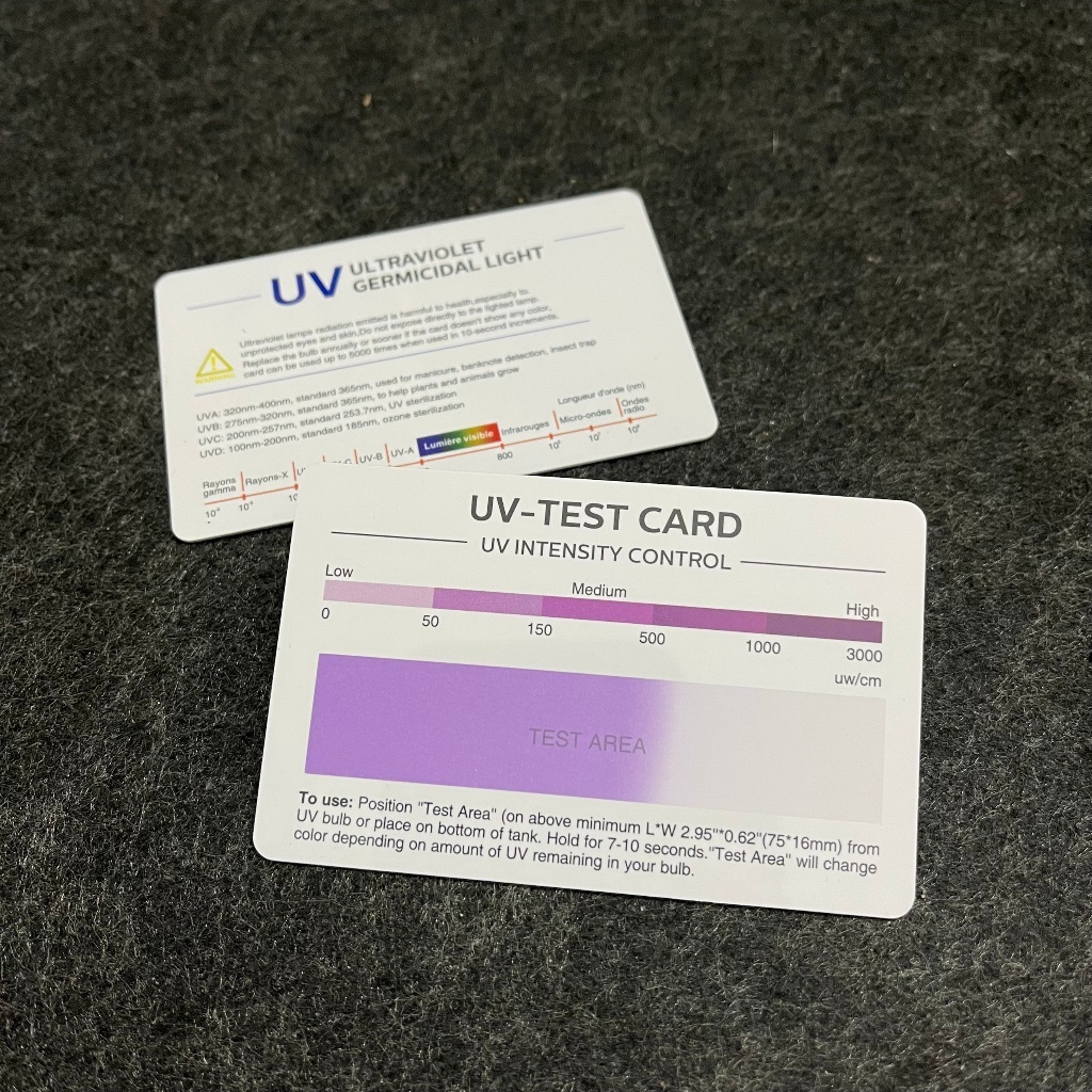 Thẻ test tia UV, UVA, UVB, card kiểm tra tia cực tím bản TIẾNG ANH, thẻ kiểm tra chống nắng hiệu quả.