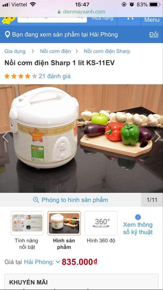 Nồi cơm điện sharp thái lan 1,2 lít