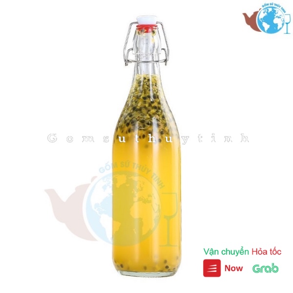 Chai thủy tinh nắp gài nhựa/ Bình thủy tinh nắp gài nhựa 750ml cao cấp