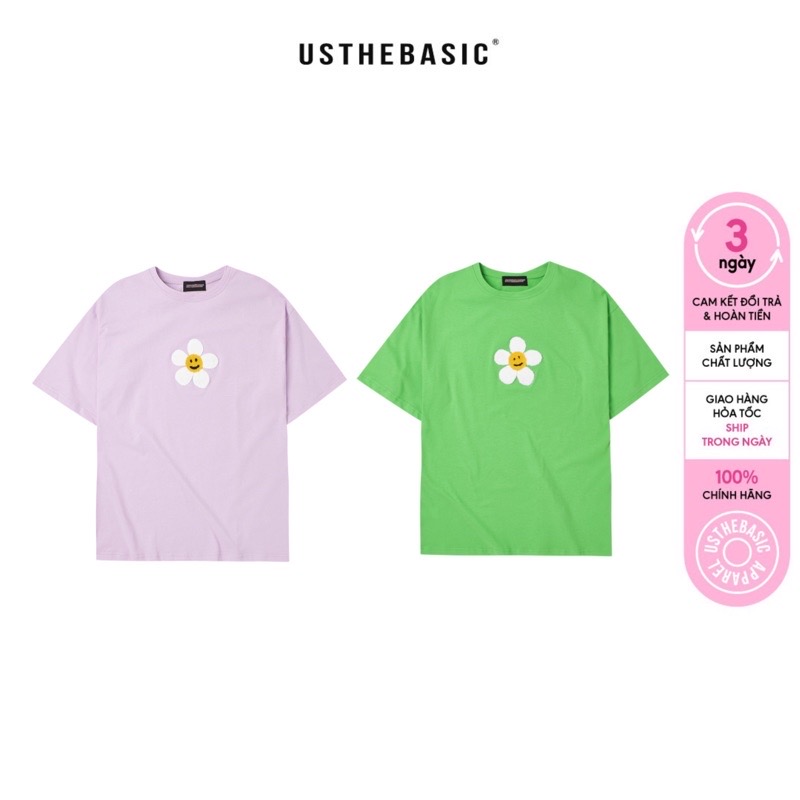 Usthebasic - áo thun hoa cúc tay lỡ daisy smile punch needle tee