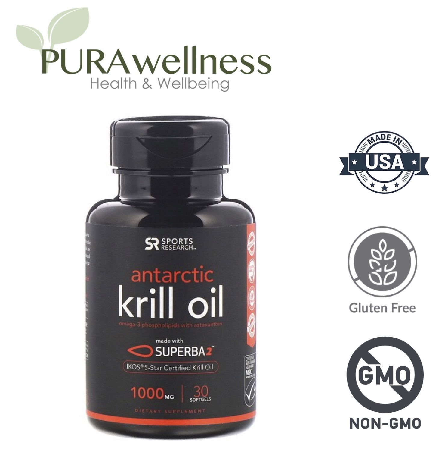 Dầu nhuyễn thể Sports Research SUPERBA2 Antarctic Krill Oil with