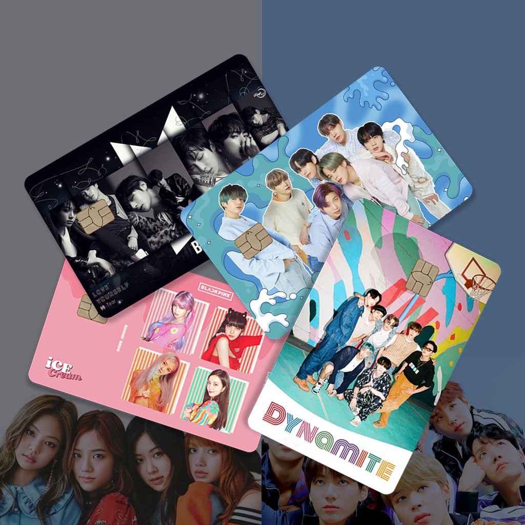 Bts x blackpink | miếng dán skin thẻ atm, thẻ ngân hàng, thẻ xe, thẻ chung cư ✨ sticker card - skin card