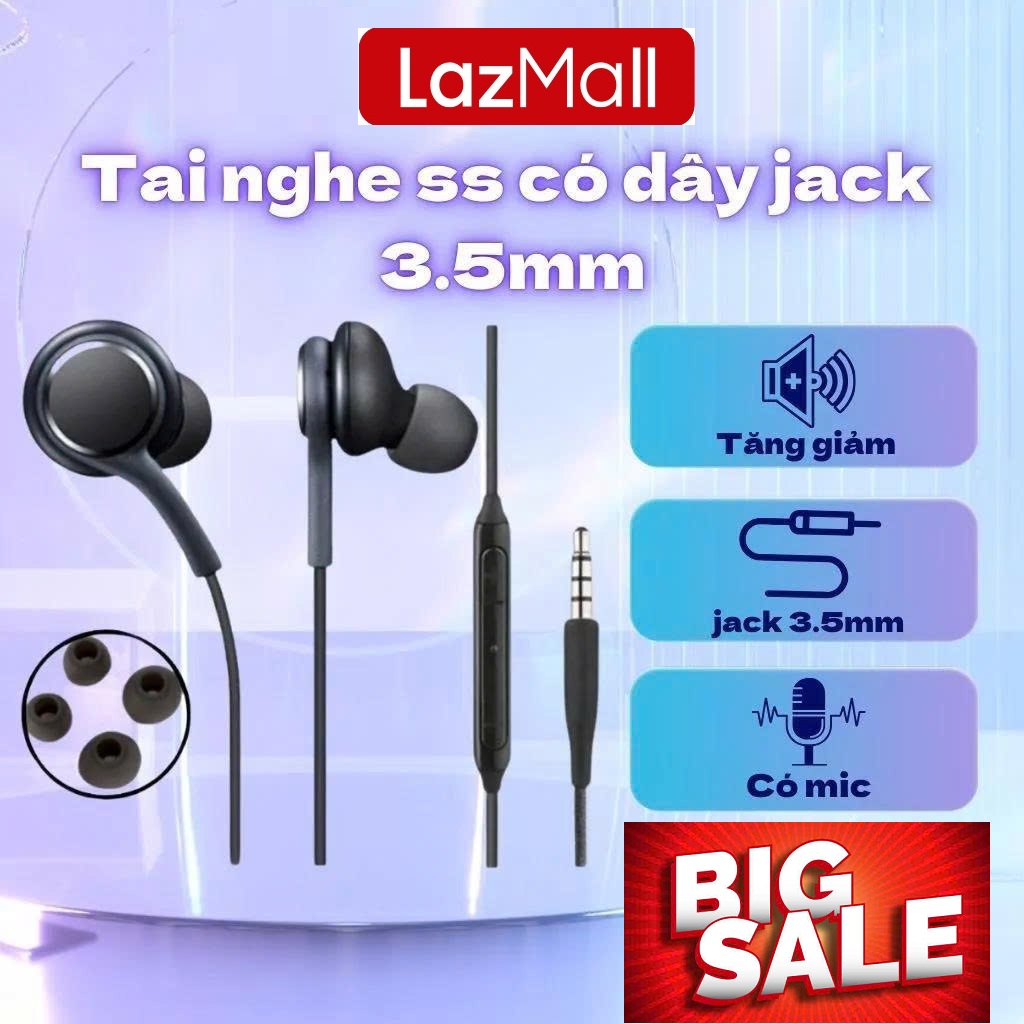 LazMall Deal Lớn Thương Hiệu Lớn Tai Nghe Có Dây AKG S10+ Jack 3.5 Hộp Giấy Âm Thanh Cực Hay Dùng Cho Các Loại Jack 3.5mm
