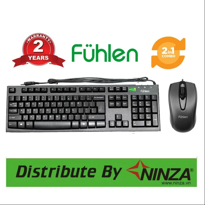Bàn phím có dây fulhen l411, l500s - chuột l102 hàng chính hãng bảo hành 24 tháng hlc