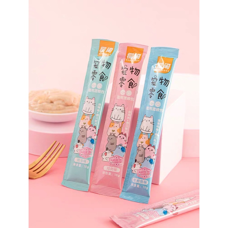 Thức ăn cho mèo Súp Shizuka Súp thưởng cho mèo– Vị thịt gà cá hồi và cá ngừ thanh 15G