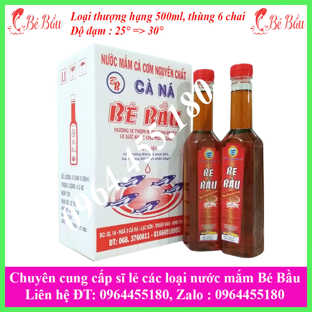 Thùng 6 chai  nhựa 500ml | Nước mắm Bé Bầu loại thượng hạng.
