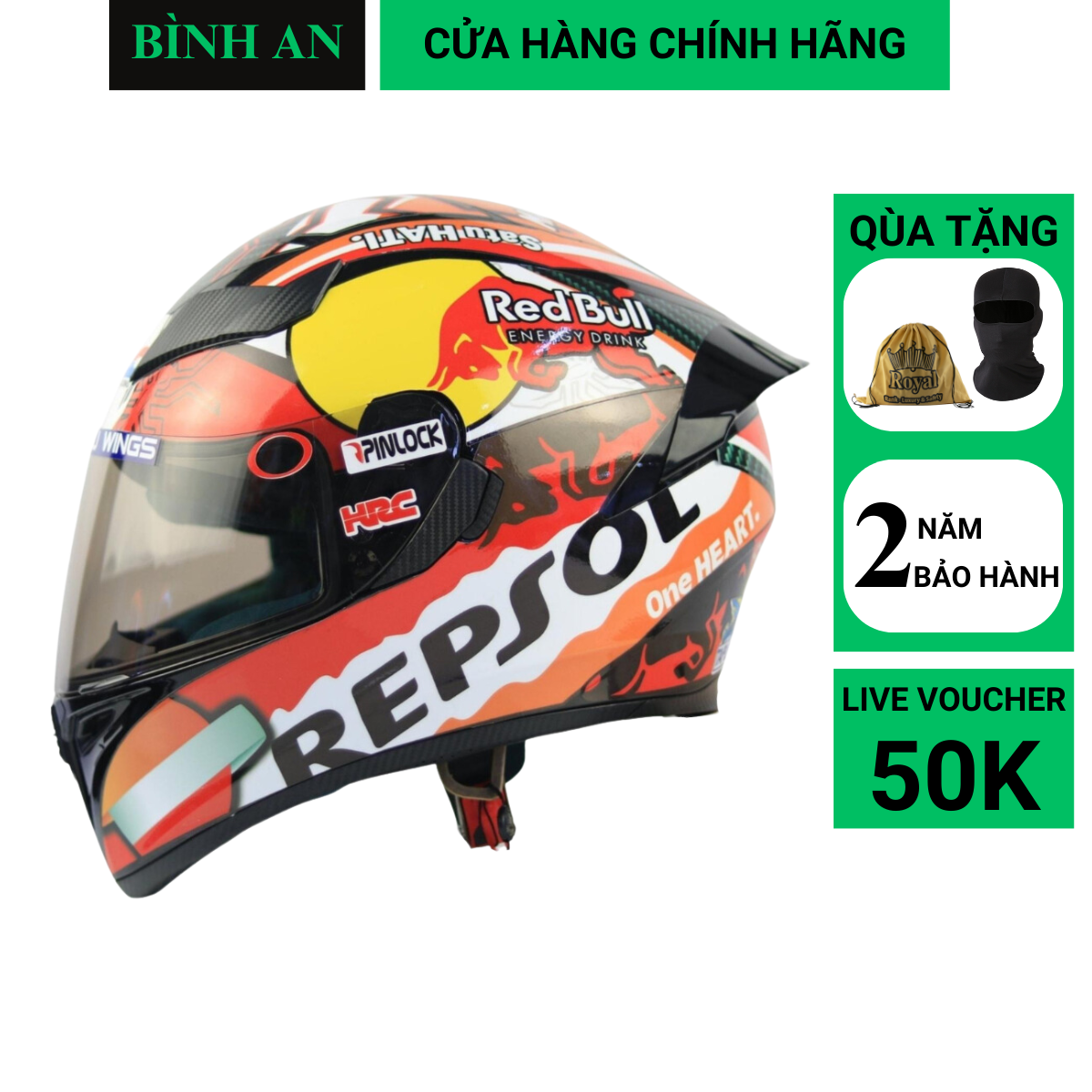 Mũ Bảo Hiểm Fullface Royal 138B 1 Kính Dán Tem BMW Xanh Mint - HoangTrongStore