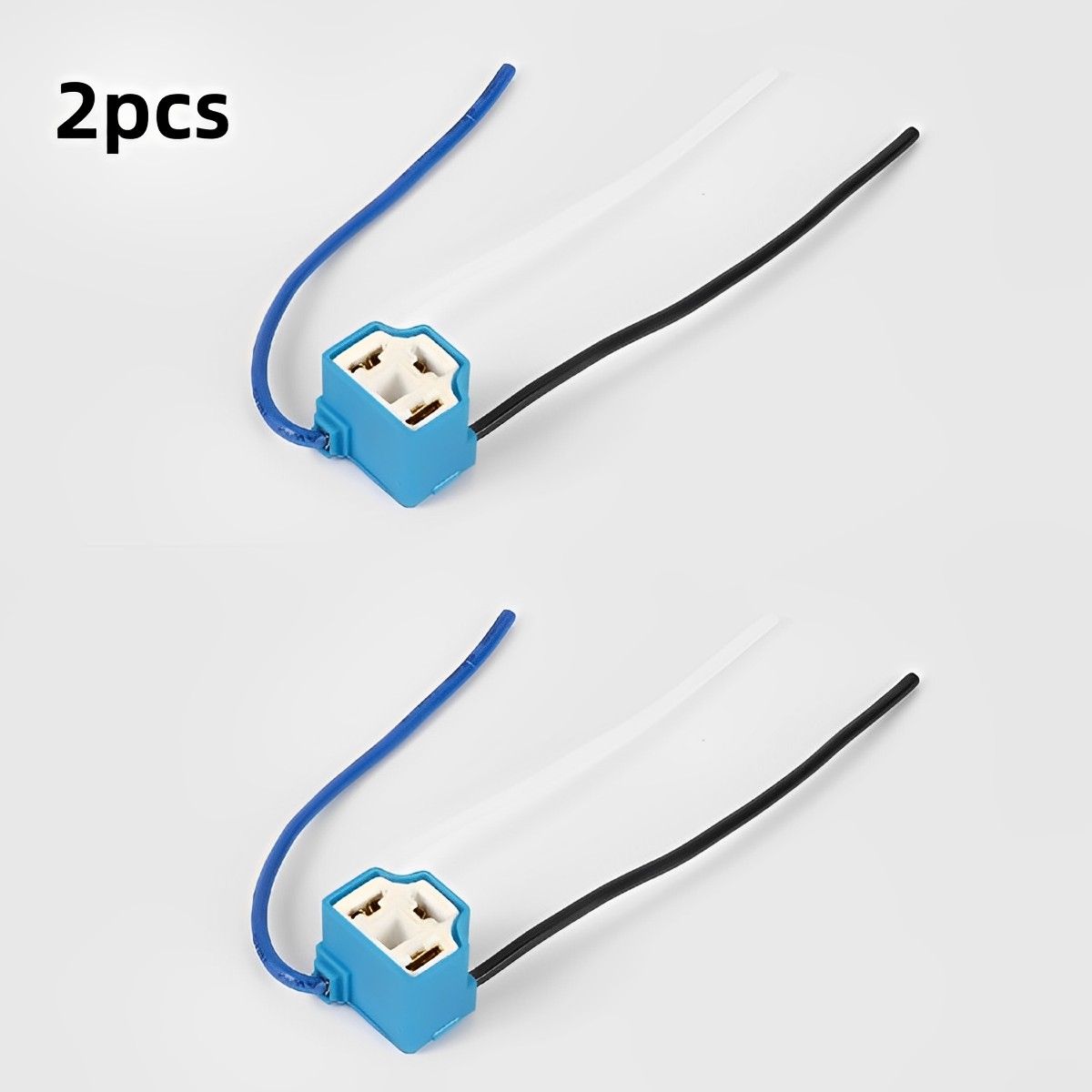 2pcs H4 Ceramic Female Car Wire Harness Plug Cable Wiring Car Head Light Bulb Lamp Harness Connector 3 Holes Socket for LED Headlight Fog Lights