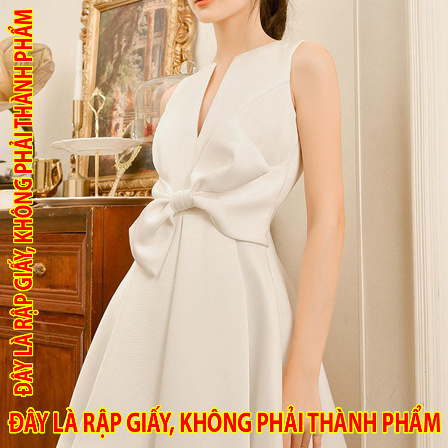 Rập giấy dc039 - đầm thắt nơ