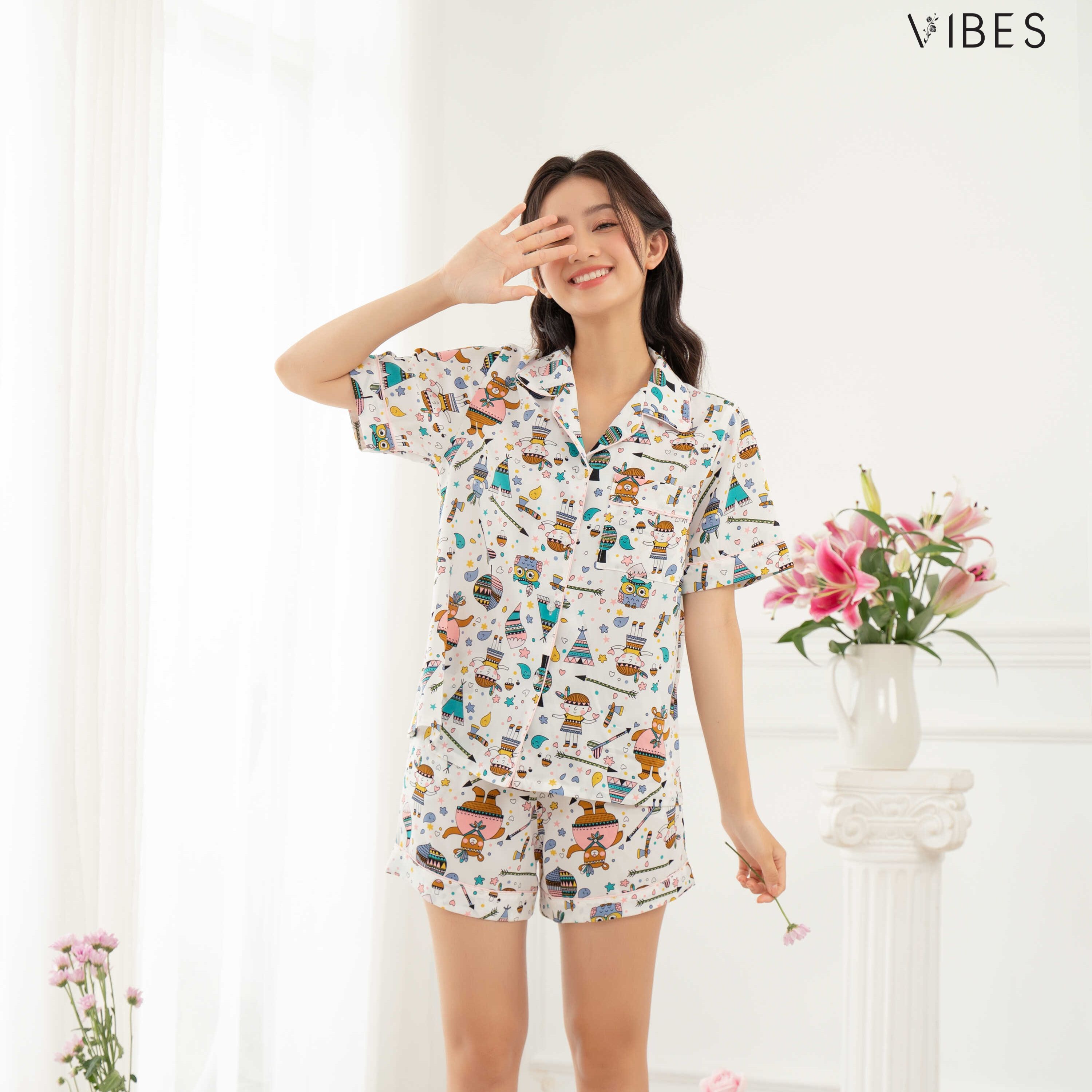 Vibes đồ bộ pijama mặc nhà owl white py set