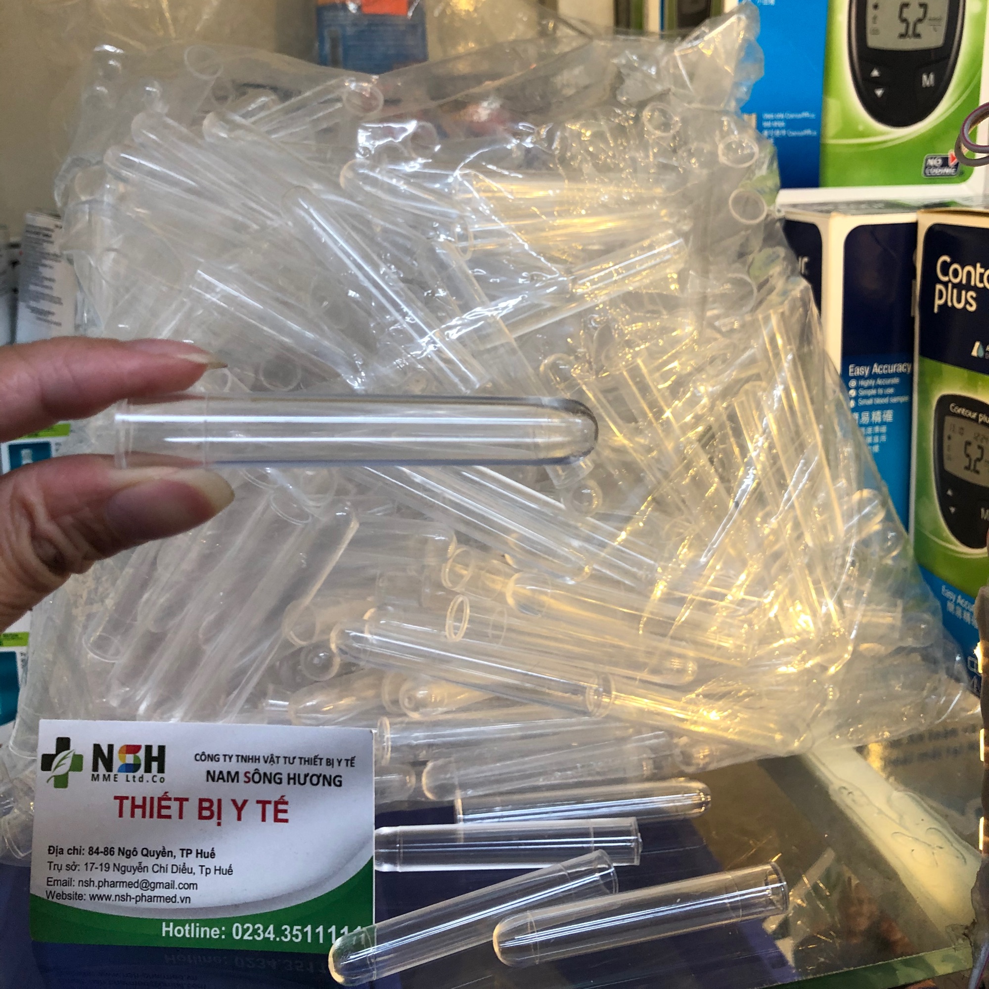 Túi 100 Ống nghiệm nhựa PS trắng, trong suốt lưu mẫu không nắp 5-6ml