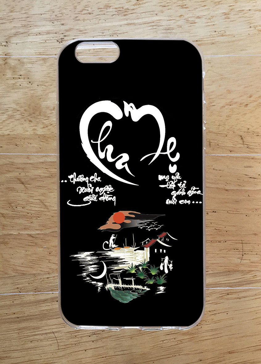Ốp lưng iphone 6 / 6s - cha mẹ thư pháp-nền đen