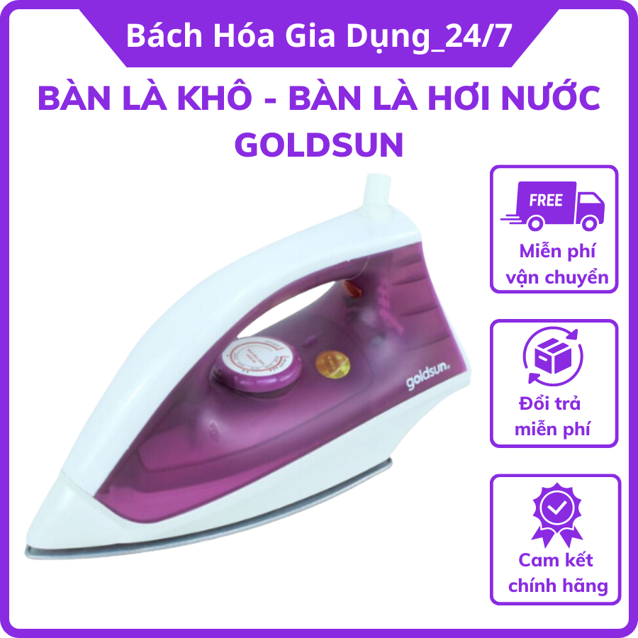 Bàn là khô - bàn là hơi nước goldsun gir2201 - bảo hành 12 tháng
