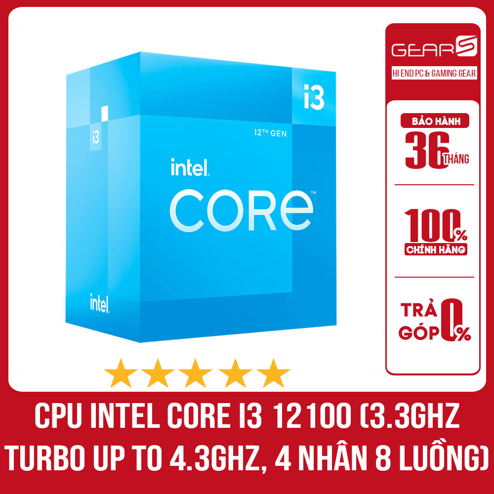 CPU INTEL CORE I3 12100 Tray ( 4 NHÂN 8 LUỒNG / 3.3 - 4.3 GHZ / 12MB / INTEL® UHD GRAPHICS 730 )