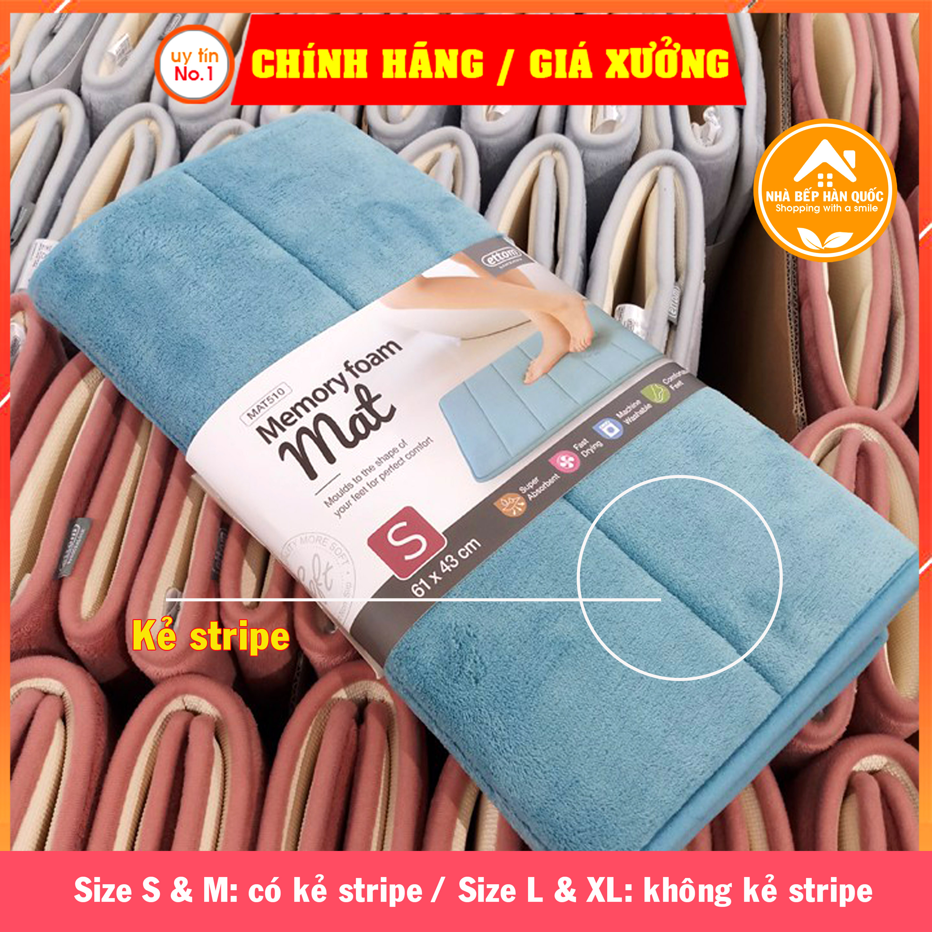 Thảm lau chân, thảm chùi chân Lock&Lock Memory Foam Basic MAT510, MAT511, MAT513, MAT514
