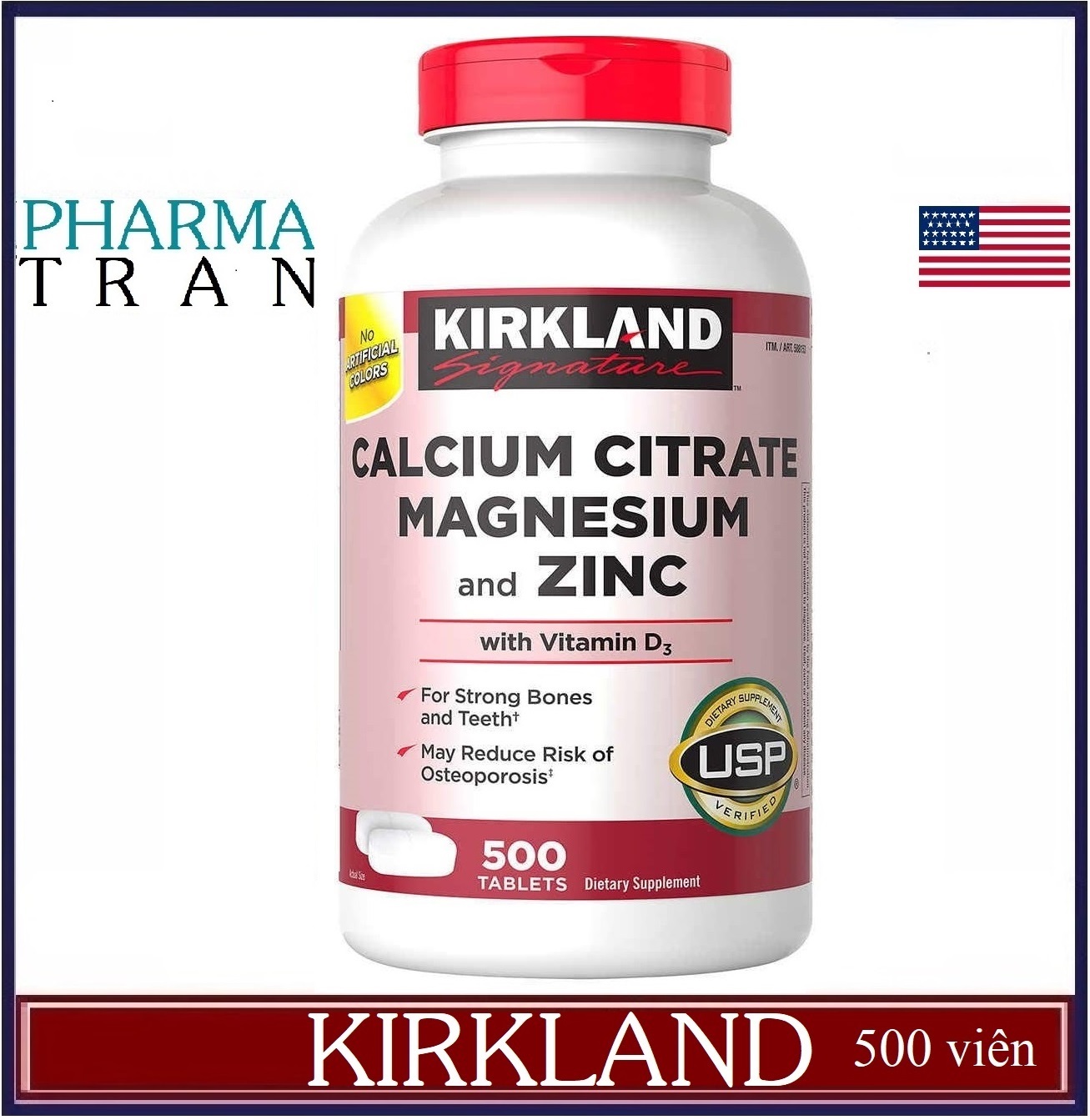 Viên bổ sung Calcium Citrate Vitamin D3 Magnesium Zinc Kirkland của Mỹ 250 viên