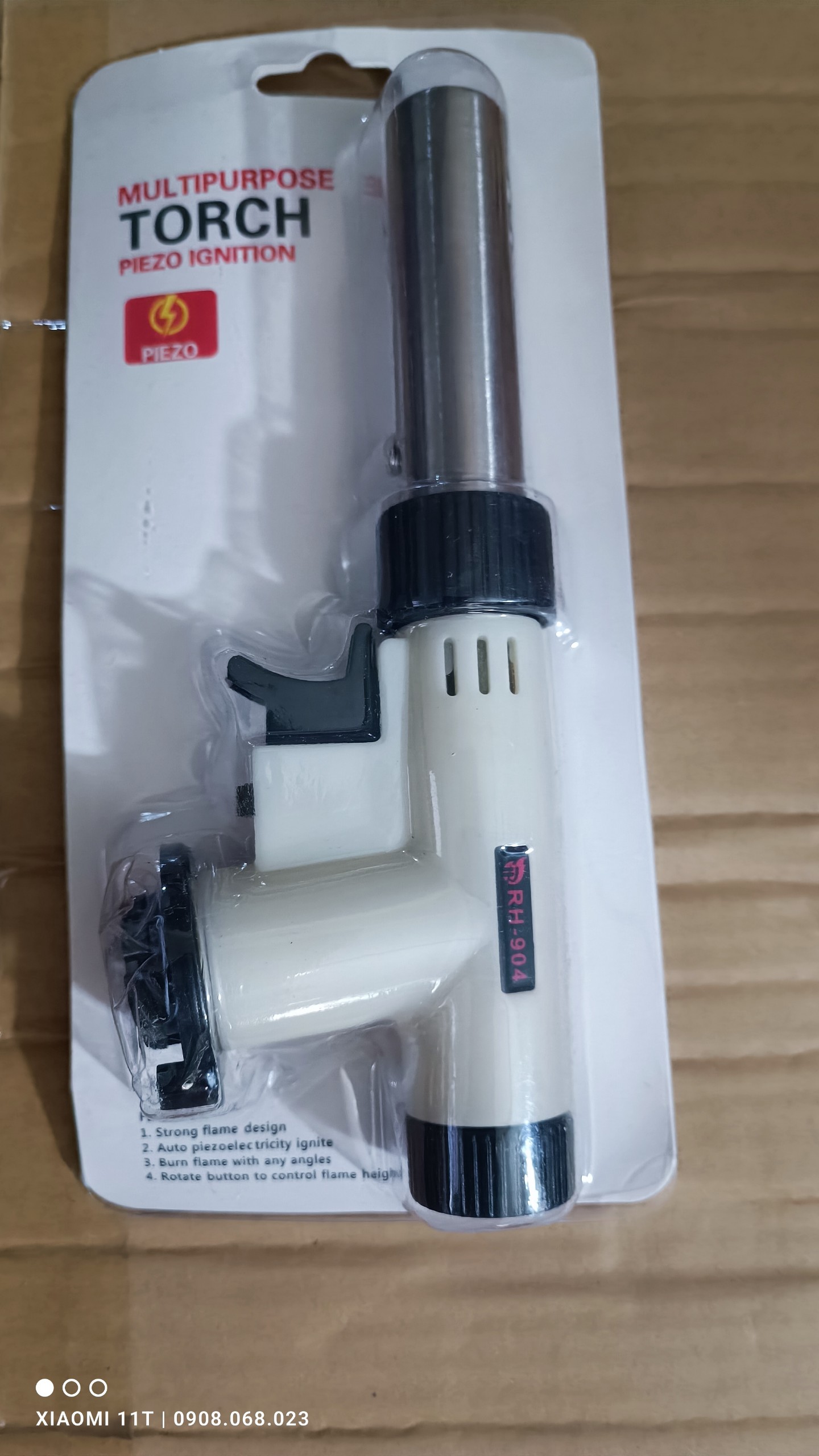 Đầu khò gas mini đánh lửa tự động có vòng điều chỉnh oxy