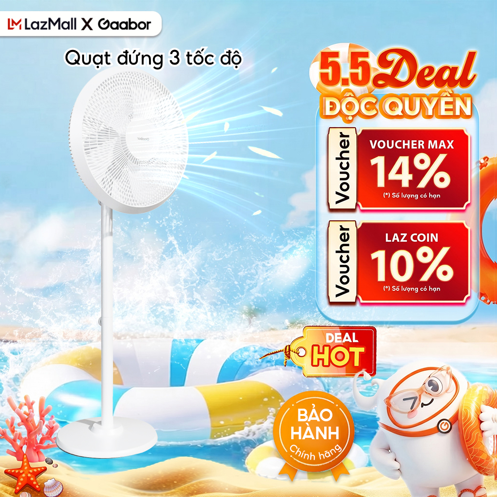 [HÀNG MỚI VỀ] Quạt đứng Gaabor GFD-N400A01 5 cánh quạt xoay tự động tuần hoàn có 3 chế độ gió tùy chỉnh decor phòng khách sang trọng - Bảo hành 12 tháng 1 đổi 1