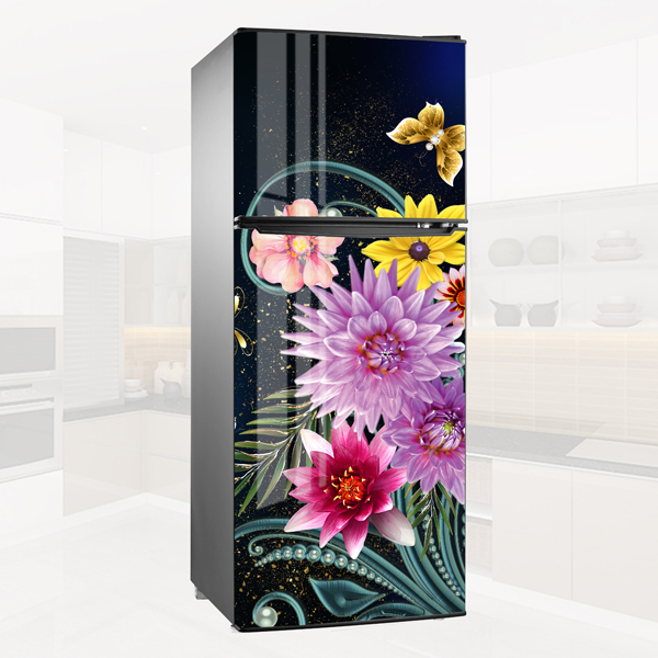 Miếng Dán Trang Trí Tủ Lạnh Sang Trọng Vườn Hoa Sắc Màu - Decal Tự Bóc Dán