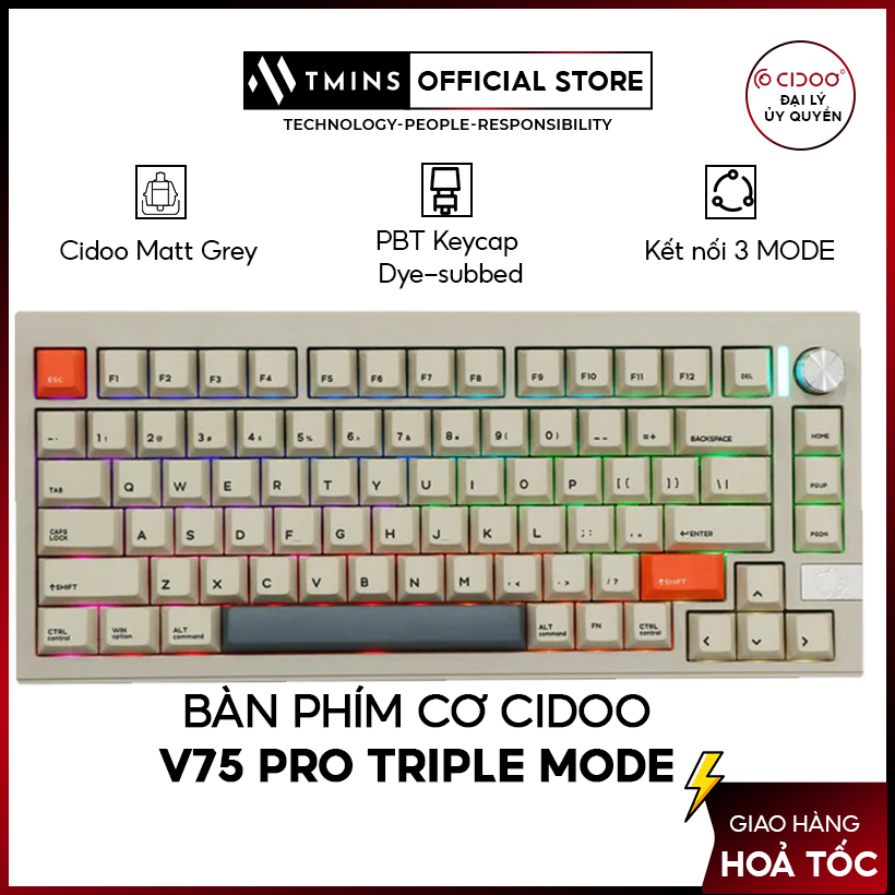Bàn phím cơ cidoo v75 pro triple mode