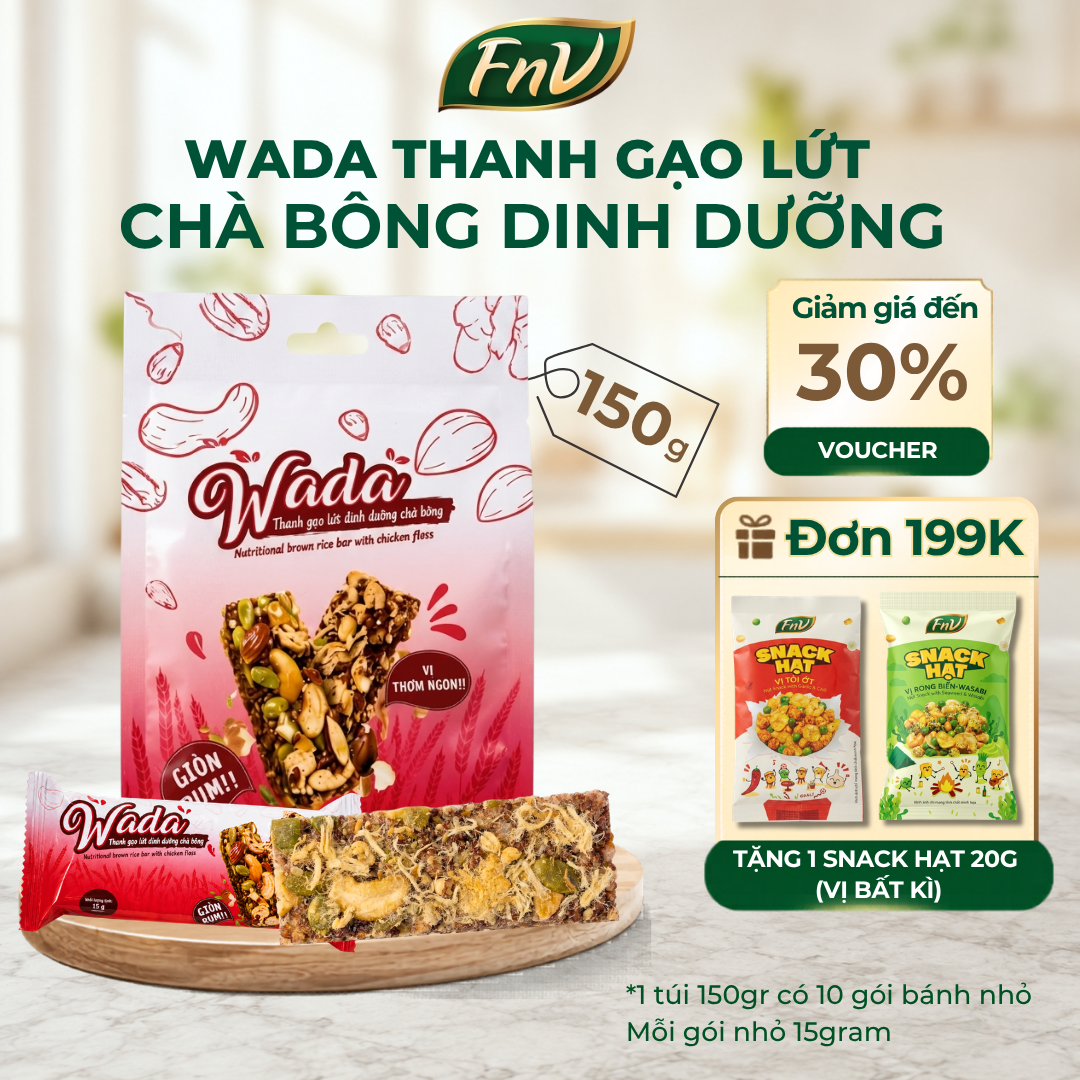 Bánh gạo lứt hạt dinh dưỡng mix ăn vặt WADA 1 gói 150g