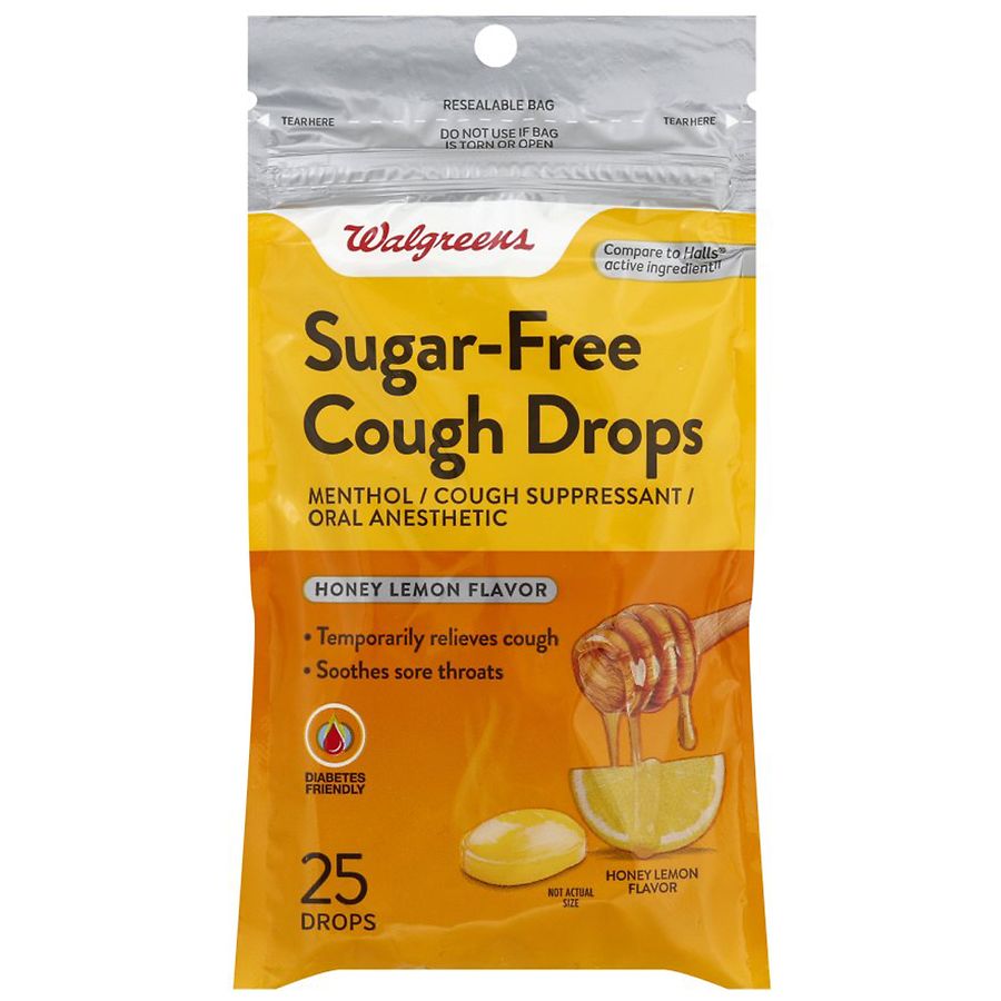 Kẹo ngậm Walgreens Cough Drops Sugar Free - vị chanh mật ong