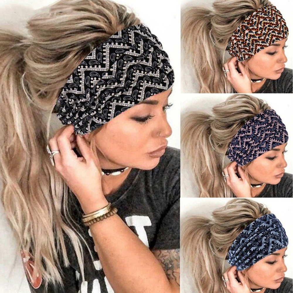 Rộng headwrap mô hình Châu Phi headbands cho phụ Boho knoted đàn hồi tóc ban nhạc yoga chạy Bandana băng thể thao Headband