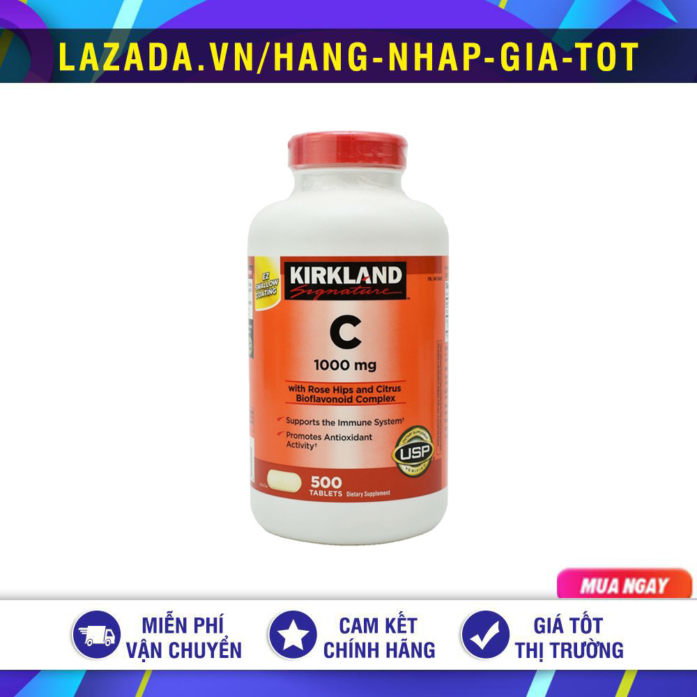 Viên uống bổ sung vitamin c 1000mg kirkland 500 viên mỹ