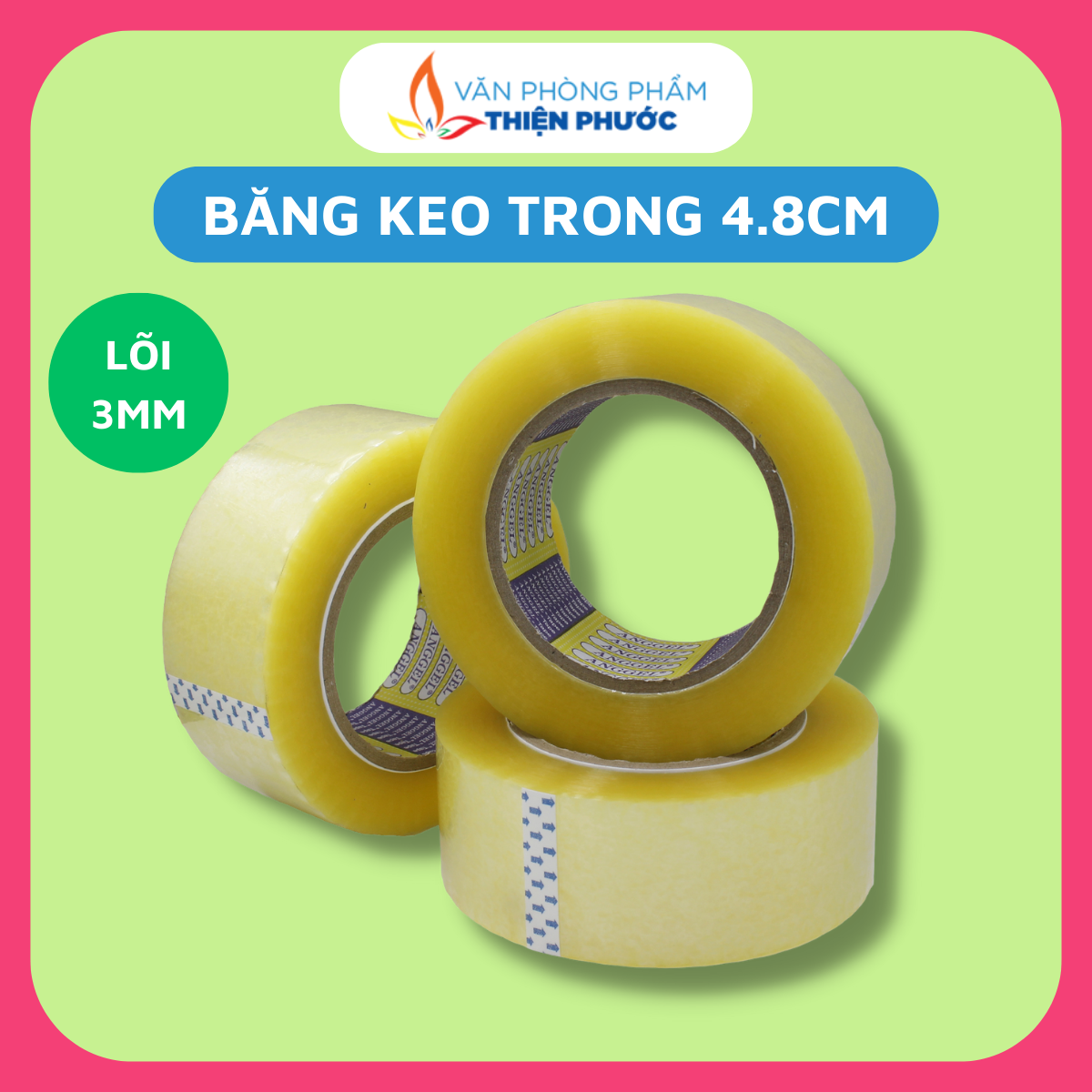 Băng keo trong 4.8cm dán thùng angles độ dính cao thiện phước