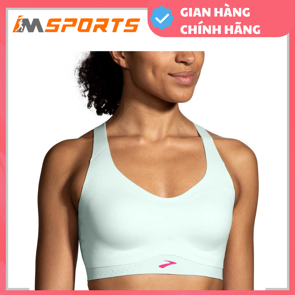 Áo ngực chạy bộ brooks dare strappy run bra 2.0 - mint mix hyper pink
