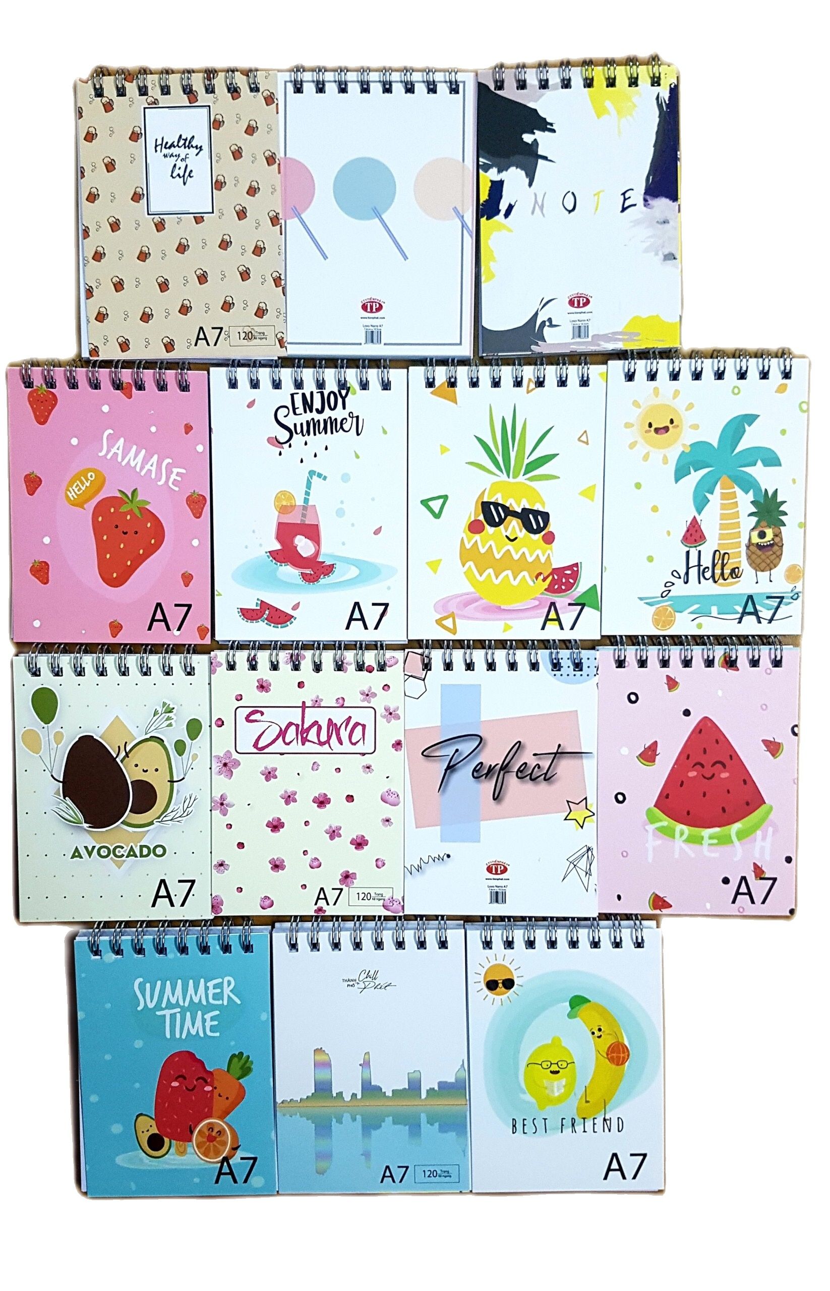 [HCM]Sổ tay lò xo siêu dễ thương cỡ giấy A7 - 120 trang