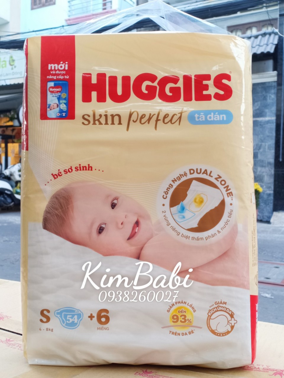 Tã Dán sơ sinh Huggies S54+6 miếng tràm trà mới