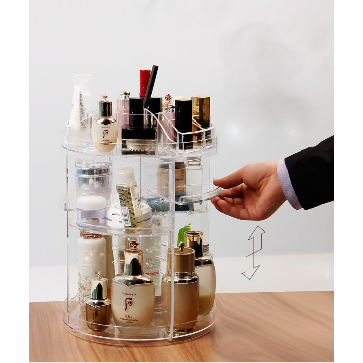 Kệ mỹ phẩm,tủ đựng mỹ phẩm,kệ đựng mỹ phẩm mini.Kệ mỹ phẩm trang điểm xoay 360 độ Mica.KHAY ĐỰNG MỸ PHẨM 2 TẦNG NHIỀU NGĂN ĐỰNG ĐỒ TRANG ĐIỂM ĐỒ DÙNG CÁ NHÂN CỰC TIỆN LỢI