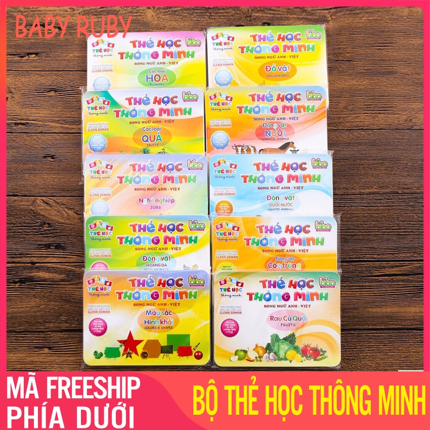 Bộ Thẻ Học Thông Minh Cho Bé Từ 2 3 Tuổi - 10 Chủ Đề Khác Nhau, Học Song Ngữ Anh Việt, Dạy Phiên Âm - Bộ thẻ học thông minh cho bé, bộ thẻ học cho bé 6 tháng, bộ thẻ học tiếng anh cho bé, bộ thẻ học song ngữ, the hoc thong minh