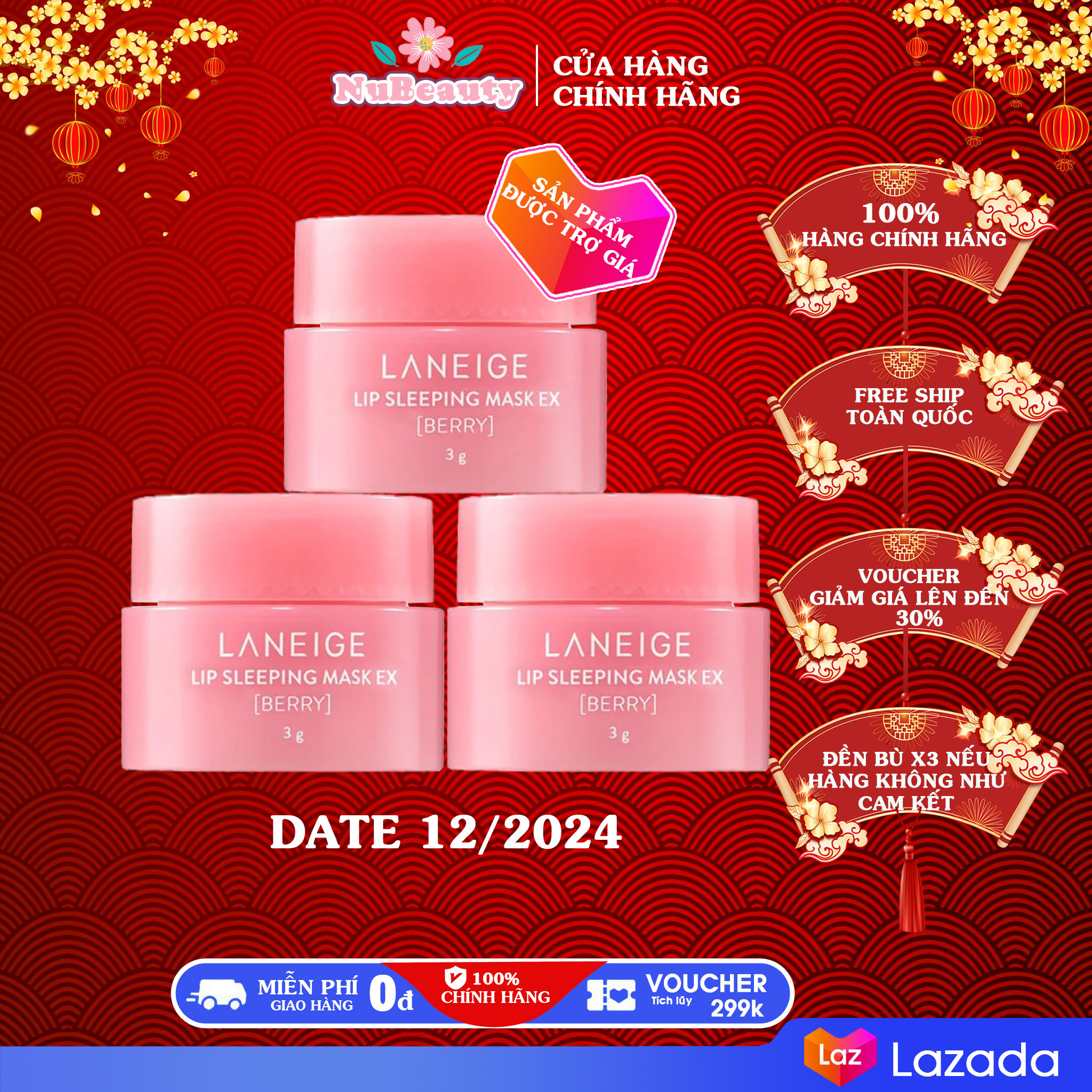 [HCM]"CHÍNH HÃNG" Mặt Nạ Ngủ Môi Laneige Special Care Lip Sleeping Mask 3gr " FREE SHIP TOÀN QUỐC" - Nubeauty