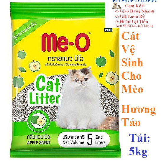 [Hoàn tiền 10%]  CÁT VỆ SINH CHO MÈO Me-o Hương Táo Túi 5L Xuất xứ Thái Lan - Pet shop Uytinpro