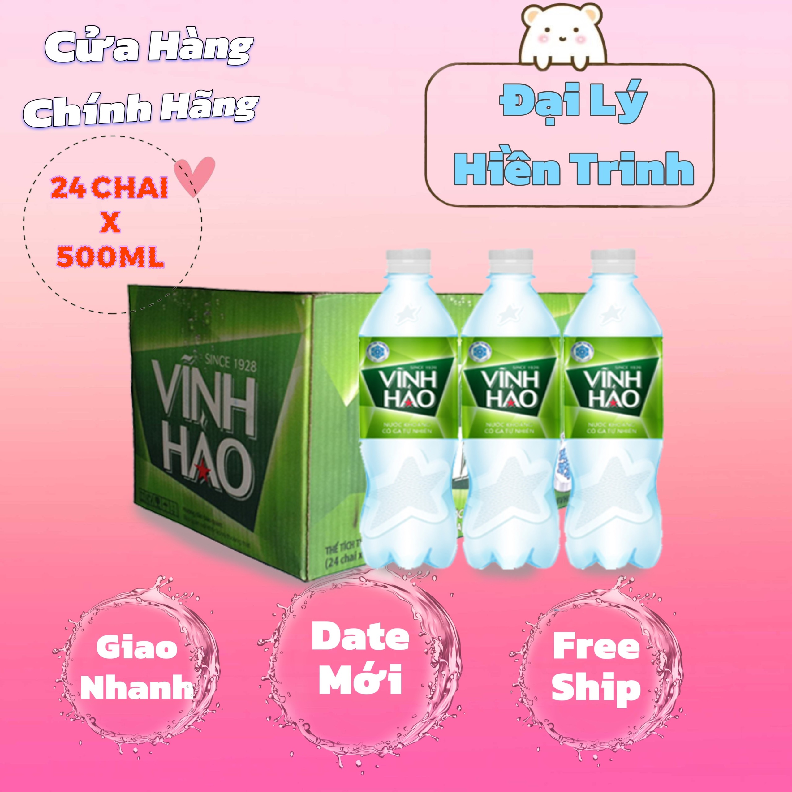 Nước khoáng vĩnh hảo có ga 500ml