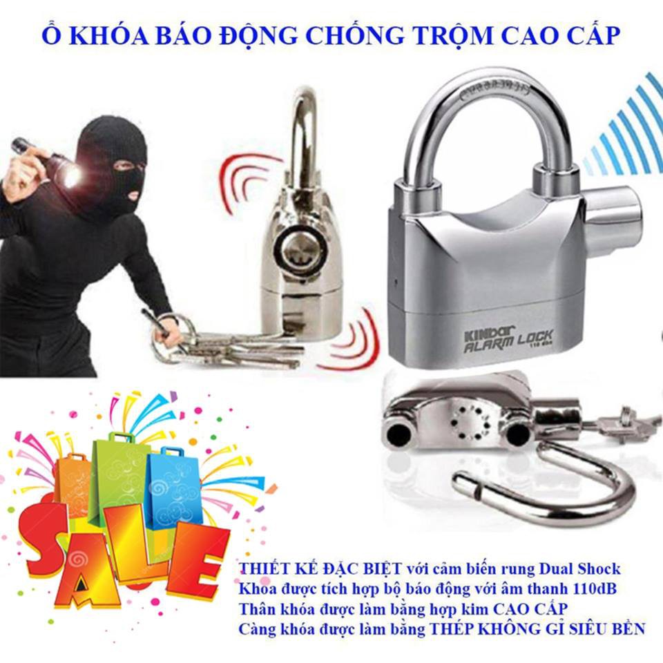 Ổ Khóa Chống Trộm - Ổ khóa báo động cho nhà - Siêu Tốc. Ô Khóa Báo Động Chống Trộm Kinbar Chất Liệu Inox Chống Cắt, Còi Hú Lớn 120 dB, Mẫu Mới 2020.