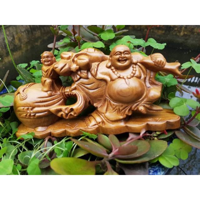 Tượng phật di lặc gỗ thơm BÁCH - XANH Cao Cấp