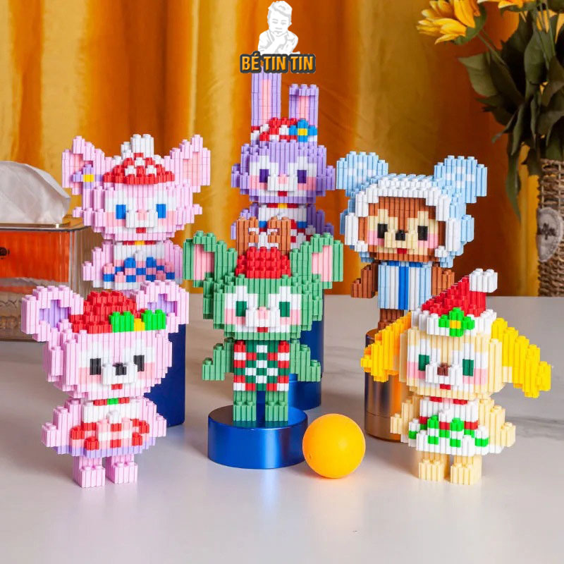 Mô hình đồ chơi lắp ráp thỏ tai dài,thỏ hồng đứng, iron man, spider men, hello kitty, gấu xanh, hồng..